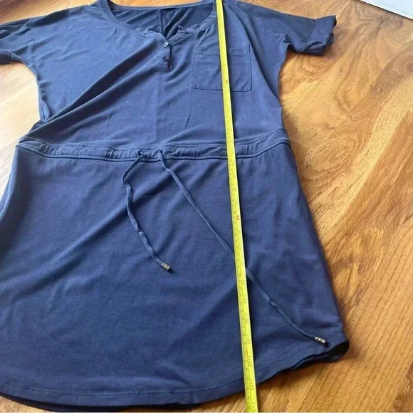 Naked Zebra Navy Blue T-shirt Mini Dress Tunic Drawstring Waist Short Sleeve Med - Picture 13 of 14